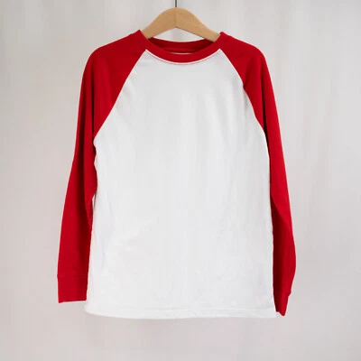Cat & Jack Boys' Long-Sleeve Raglan Shirt • red & white • S 6/7 - Image 1 of 4