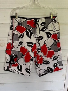 Rostig weiß grau rot schwarz Boardshorts Badehose 34 Wachskamm Schaber Flasche O - Bild 1 von 12