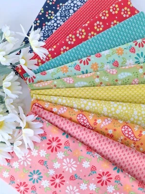 RASPBERRY SUMMER  by Sherri & Chelsi for Moda Fabrics colorful 12 fat quarters - Image 1 of 4