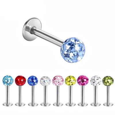 3MM KUGEL LIPPENPERCING STAB KUGEL FERIDO LIPPEN PIERCING KRISTALL LIPPE STECKER - Bild 1 von 2