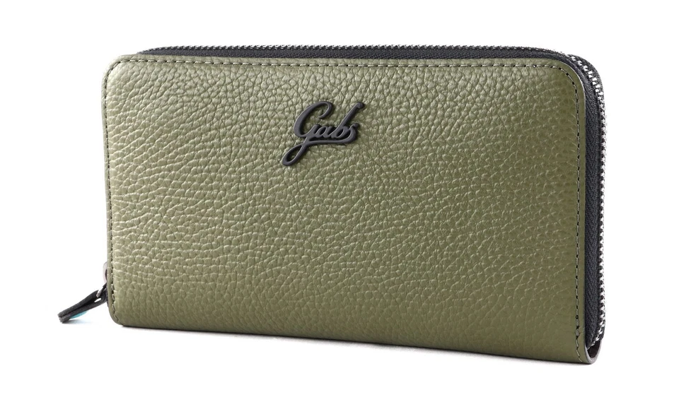 Portafoglio donna Gabs gmoney17 Pelle Bull zip Verde Militare Wallet Grande