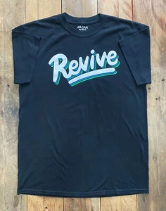 Revive Skateboards 'Script Logo' T-Shirt - Black - Medium - Gildan DryBlend - Picture 1 of 9