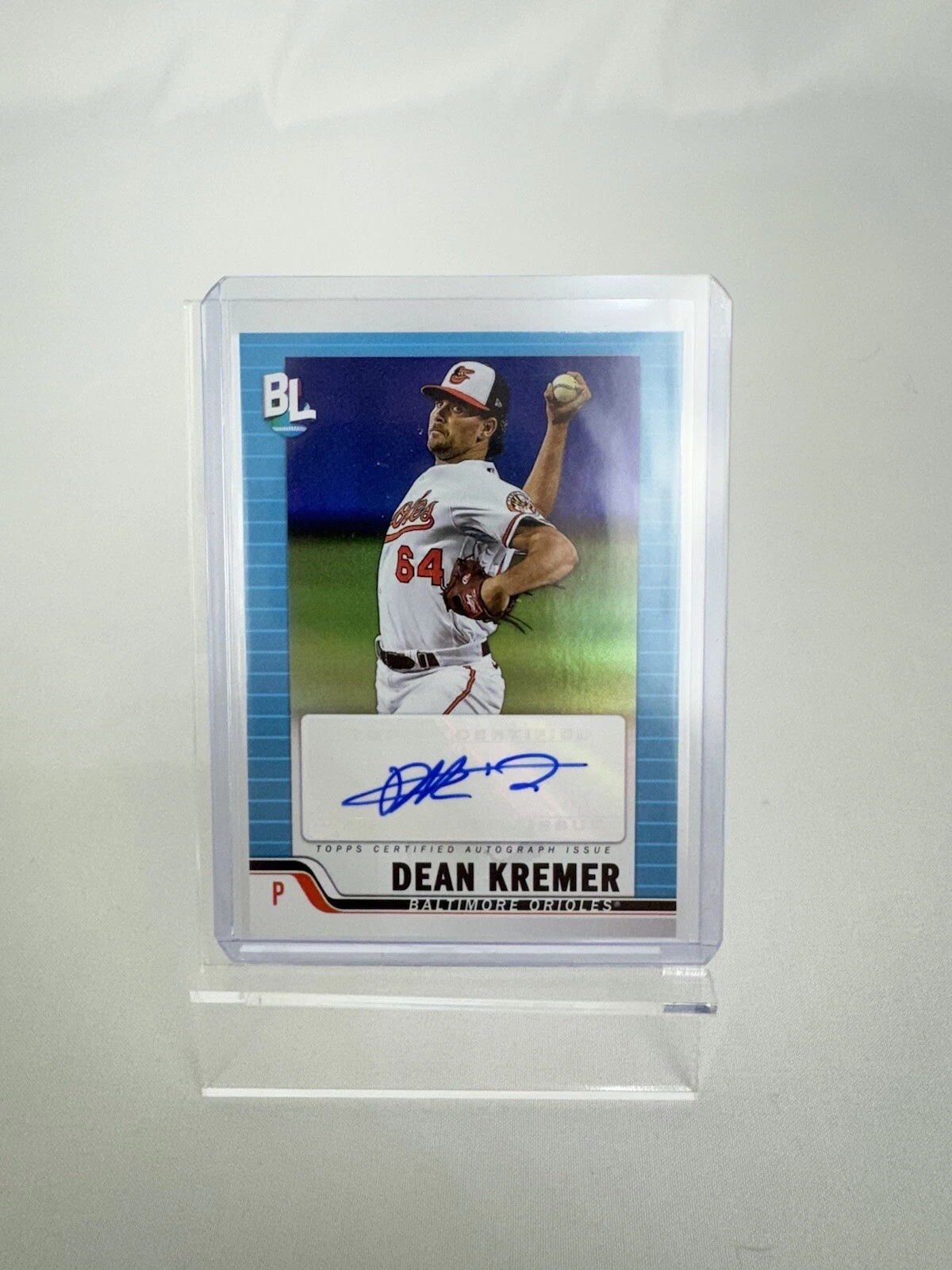 Dean Kremer 2023 Topps Big League Baseball Blue Foil Autograph Card #BLA-KRE