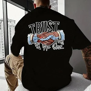 Trust No One Creative Bedrucktes Sommer Freizeit T-Shirt für Herren mit kurzen Ärmeln, - Bild 1 von 6