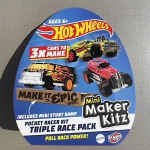 Hot Wheels Mini Maker Kitz Triple Race Pack Pocket Racer Kit With Mini Ramp - Picture 1 of 5