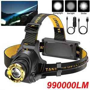LED Wiederaufladbare Stirnlampe 990000 Lumen Superhell mit 3 Modi Zoom Scheinwerfer - Bild 1 von 14
