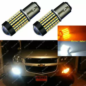 Dual Color White Amber Switchback LED 1157 For Front Turn Signal Bulb Lamps - Foto 1 di 11