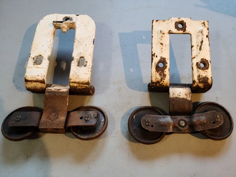 Antique Vintage Barn Door Roĺlers Architectural Salvage,  Not Matching Cover