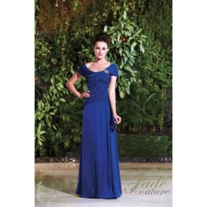 NWT Jade Couture Bridesmaid Prom Draped Neck Dress K168011 Blue Sz 20 Plus - Picture 1 of 8