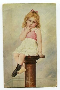 POSTCARD Vintage PENITENCE Young Adorable Girl on Pedestal With One Shoe 1907 - Picture 1 of 2