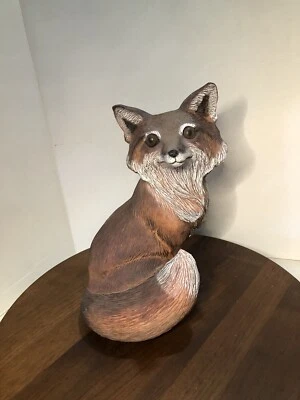 VTG 12” Art Line Red Sitting Fox Resin Garden Yard Statue Animal Figurine 1996 - Image 1 of 4