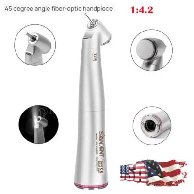 SANDENT Dental 1:4.2 Increasing Handpiece 45 Degree Fiber Optic Electric Contra Angle