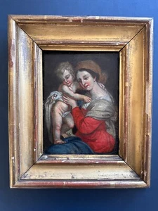 c.1780-1820 +VIERGE A L'ENFANT+ ANCIENNE HUILE SUR TOILE ++ EC. FLAMANDE A VOIR+ - Photo 1/8
