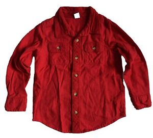 OLD NAVY Sz 5 Red FLANNEL Long Sleeve Button-up Shirt Boys
