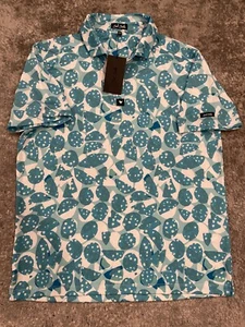 Bad Birdie Bam Bam Golf Polo Shirt Men’s 2XL Blue Floral Print Soft Comfy - Picture 1 of 8