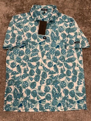 Bad Birdie Bam Bam Golf Polo Shirt Men’s 2XL Blue Floral Print Soft Comfy - Image 1 of 4