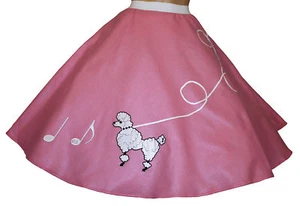 "Falda de caniche rosa FIELT años 50 con notas _ Talla adulta PEQUEÑA _ Cintura 25""- 32" - Imagen 1 de 1