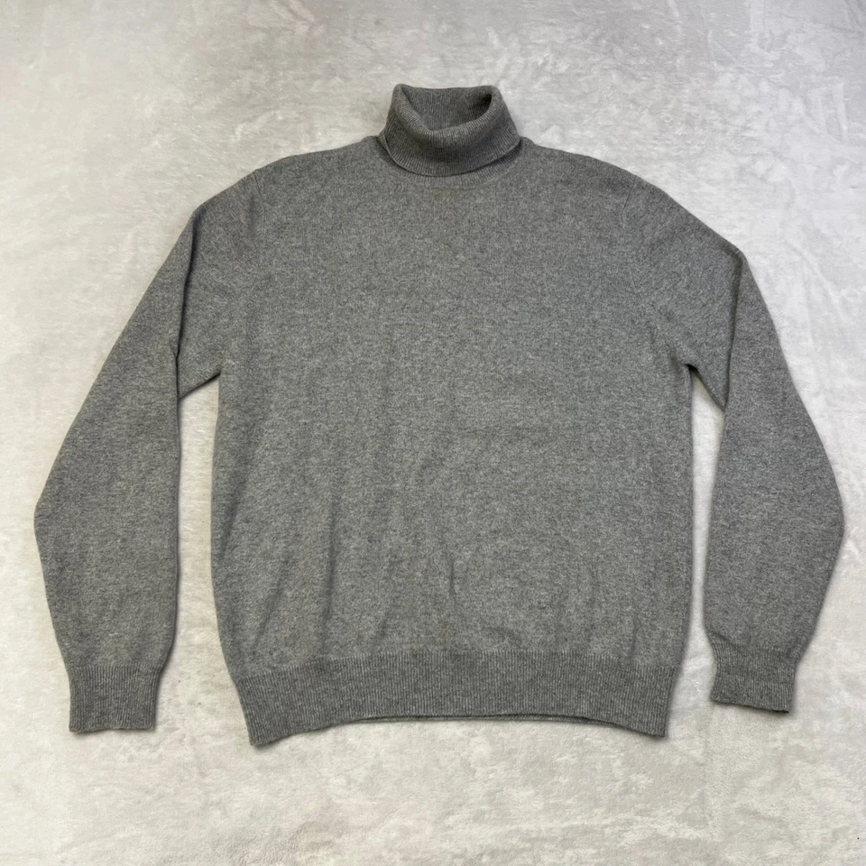 Suéter de cuello alto de cachemir Country Shop para mujer grande gris manga larga Foto 1 de 4