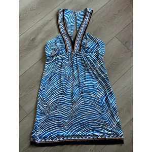 Trina Turk Blue Wave Print Halter Neck Mini Dress Size 12 - Picture 1 of 8