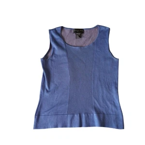 August Silk Knits Blau Gerippt Tank Top Stretch Seidenmischung Damen Gr. M - Bild 1 von 6