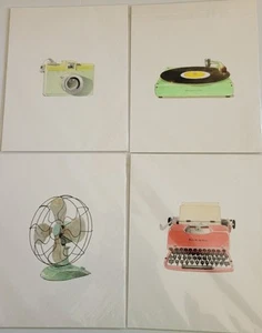 Set Of 4 Felix Doolittle 8x10 inch Archival 'Retro' Prints Fan Camera Typewriter - Picture 1 of 8