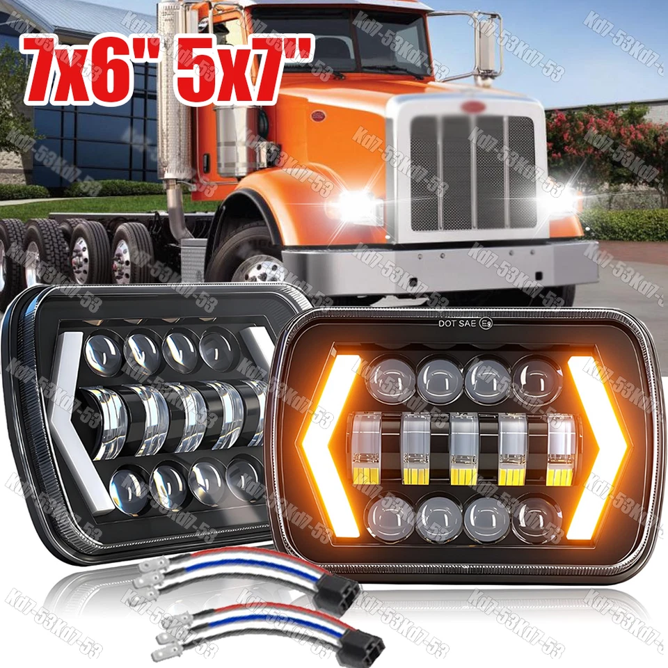 Faro LED 5x7 7x6 pulgadas haz alto/bajo halo DRL para Peterbilt 357 378 379 385 NUEVO Foto 1 de 4