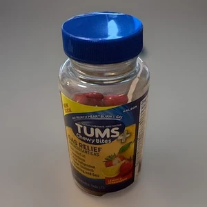 Tums Chewy Bites Gas Relief Lemon & Strawberry Tablets 28ct  - Picture 1 of 3