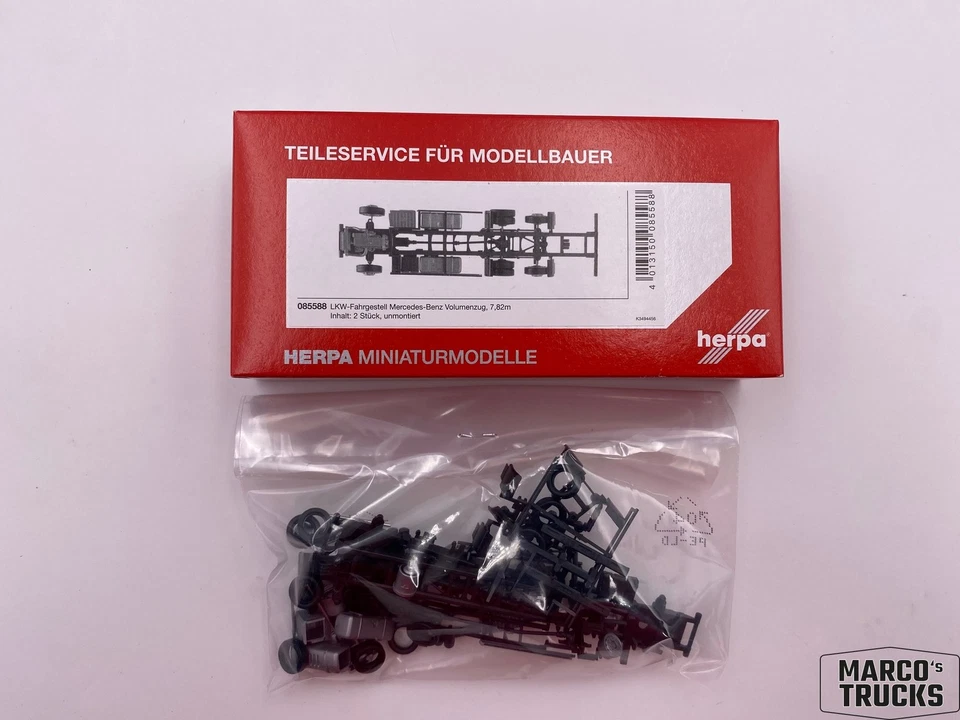 Herpa parts service truck chassis Mercedes-Benz volume train 7.82m, 2 pieces No. - Image 1 of 1