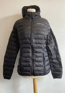 Tag Heuer Daunenjacke Damen Größe Medium Puffer Schwarz Full Zip Kapuze Logo - Bild 1 von 9