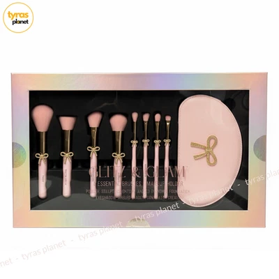 Glitz And Glam - Soporte de Maquillaje con Lazo Rosa Juego de 8 Pinceles Esenciales Nuevo en Caja Foto 1 de 3