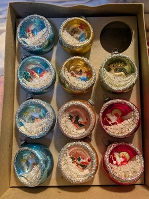 (11) De Colección Japón 3D Diorama Vidrio Mercurio Navidad Adornos Decoración Años 50  Foto 1 de 4