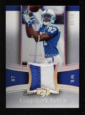 2005 Upper Deck Exquisite Collection Silver Holofoil /15 Reggie Wayne Patch - Image 1 of 2