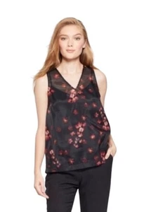 Canotta blusa senza maniche scollo a V floreale trasparente A New Day nera rosa taglia small - Foto 1 di 6