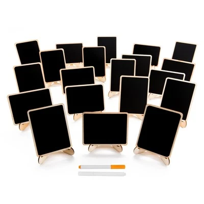 20 Pack Wood Mini Chalkboards Signs with Support Easels, Place Cards, Small - Image 1 of 4