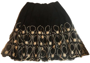 Style & Co Women's size 1X Tulle Skirt Long Layered Full Midi Black embroidered - Picture 1 of 5