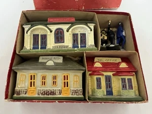 Set costruzioni ferrovia villaggio treno natale Putz anni '30 composizione gesso - Foto 1 di 12