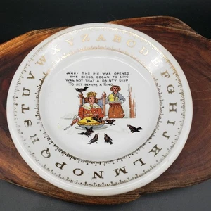 Vintage ABC Plate – "Sing a Song of Sixpence" Nursery Rhyme – Gold Alphabet - Picture 1 of 5