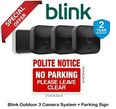Blink Outdoor Camera Mega Bundle 3 Cameras + Sync Module + Parking Notice - Image 1 of 4