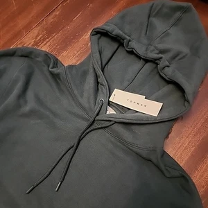 NWT TOPMAN Mens Forrest Green Solid Blank Hoodie SIZE : Medium - Picture 1 of 5