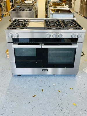 Miele HR 1956-2G - 48 英寸双燃料范围烤箱 6 燃烧器 + 铛 MTouch 不锈钢 — 第 1/4 张图片