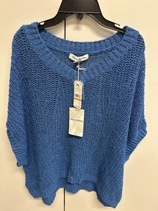 NWT Tommy Bahama Women's Marlina Blue Tape Yarn V Neck Sweater Top SZ Small $125 - Picture 1 of 3