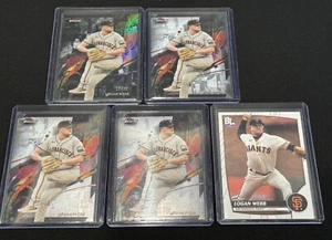 5 Card Lot - includes Black Refractor /20 Giants - Logan Webb 2024 Topps Finest - Picture 1 of 12