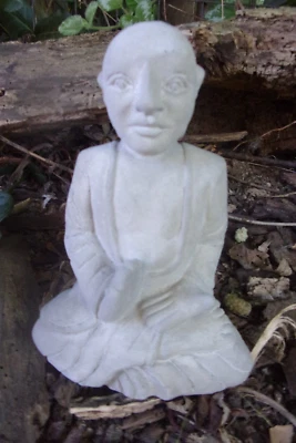 Concrete Buddha Statue  Cement Garden Zen Decor Meditation Figure  6" H x 4"W - Image 1 of 4