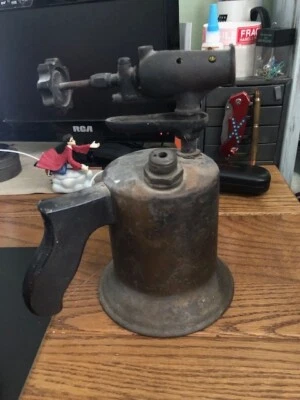 Vintage Craftsman Brass Gas Blow Torch Wooden Handle  - Image 1 of 4