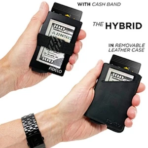 Money Clip Wallet RFID Blocking Card Holder Slim Genuine Leather Metal 2 PC Set - Picture 1 of 40