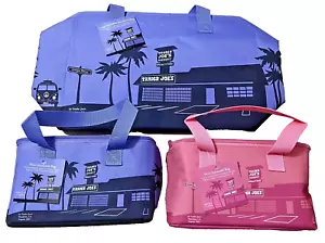 3PC Combo Trader Joe's INSULATED Cooler BAGs 1 Lrg/2 Mini Lavender & Pink - Picture 1 of 5