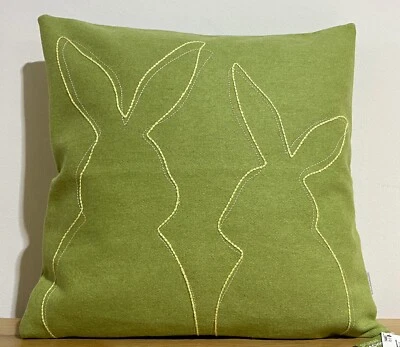 Sander bestickte Filz Kissenhülle BENNY WOOL Neu Hase Abstrakt Grün Gelb 40x40cm - Bild 1 von 2