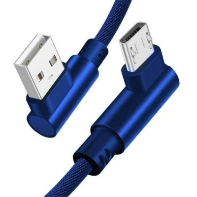 2 PACK 10FT Micro USB Cable 90 Degree RIght Angle Fast Charge Extra Long Charger - Image 1 of 4