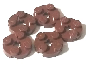 LEGO 5x Reddish Brown Plate 2x2 Round with Axle Hole (Part 4032) - Picture 1 of 1
