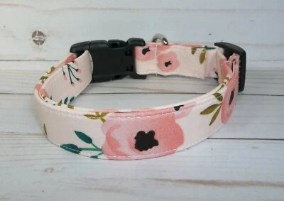 Pink Rose Girl Flower Floral Terri's Dog Collar handmade adjustable fabric pet